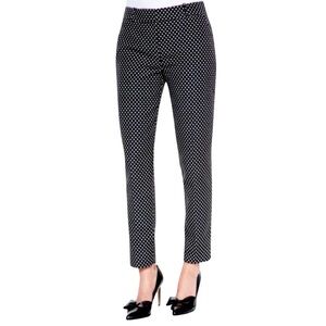 Kate Spade Black Cotton Blend Cropped Pants with Ivory Polka Dots